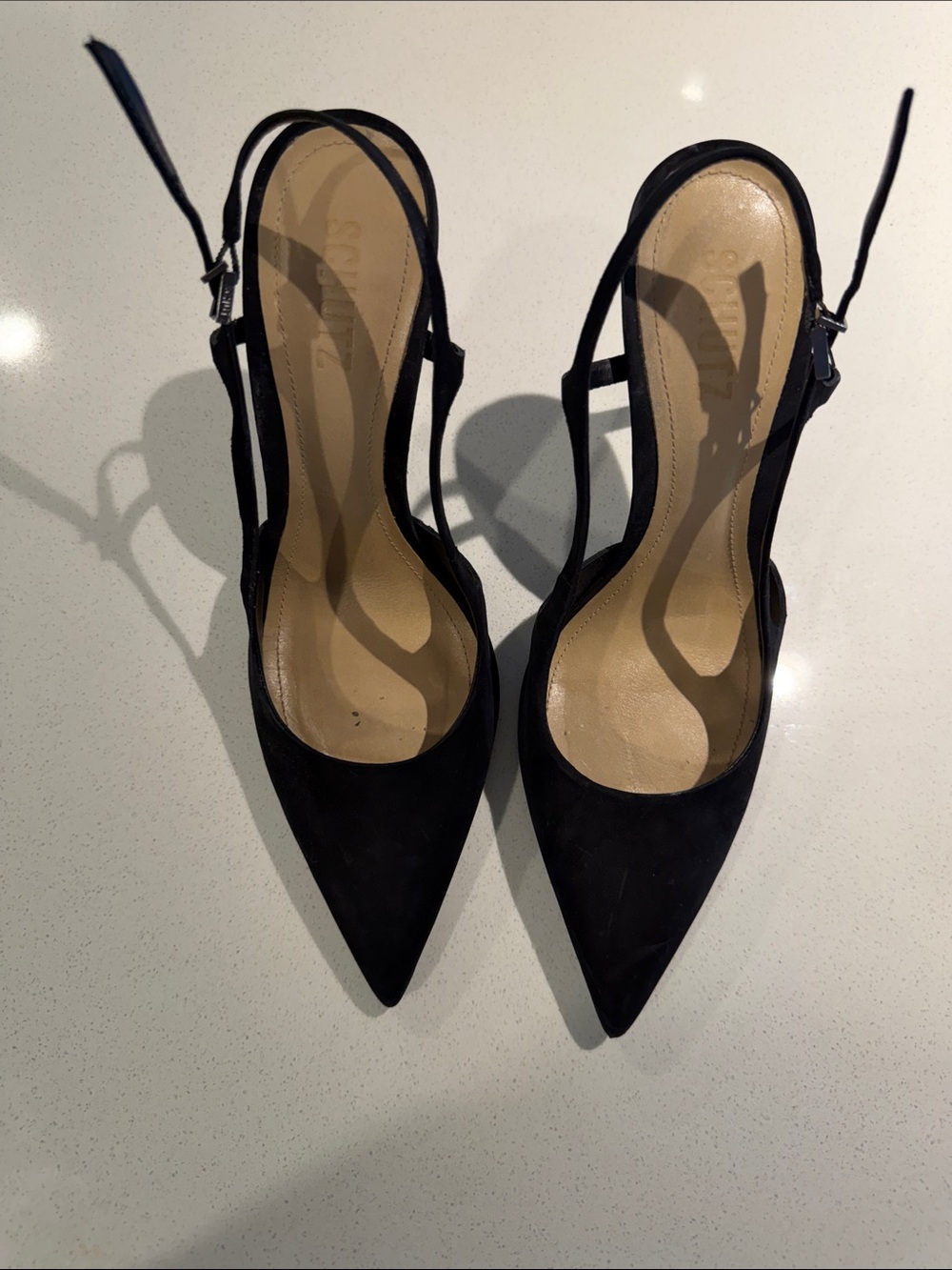 SCHUTZ Black Pointed Slingback Pumps